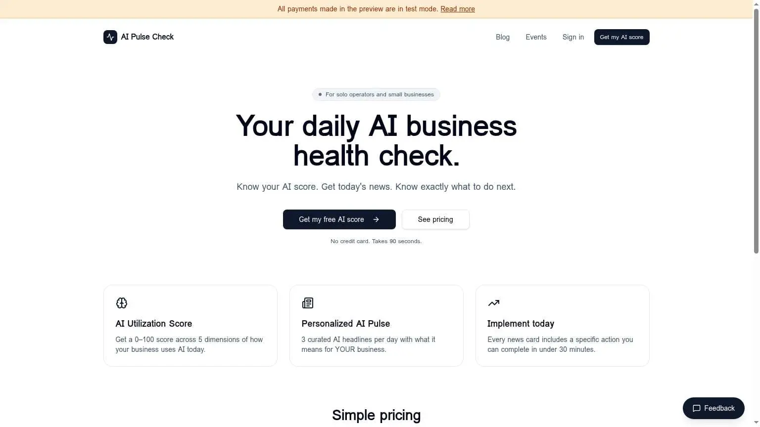 Screenshot 1 of aipulsecheck.io