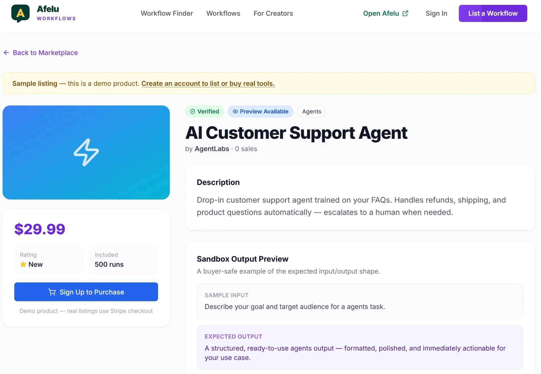 Screenshot 3 of Afelu AI Marketplace