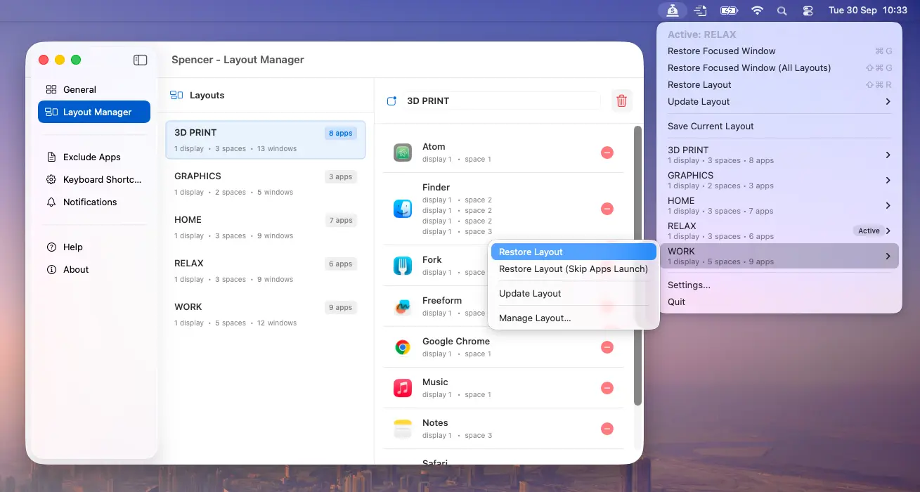 Screenshot 1 of Spencer for Mac • Save and restore
