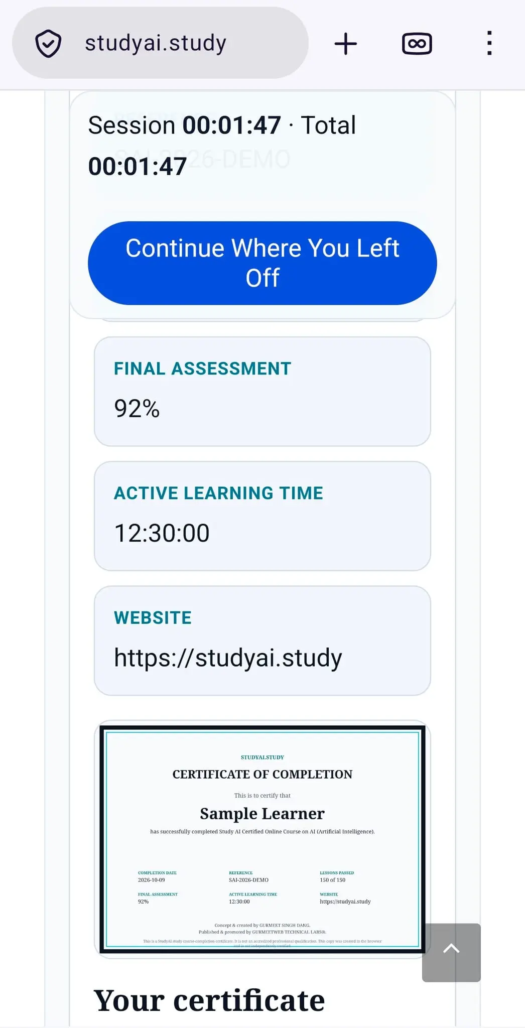 Screenshot 3 of StudyAI.study – Learn AI Online Free