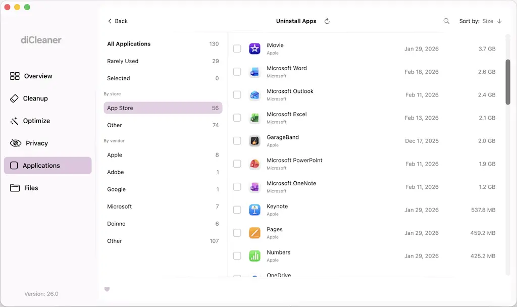 Screenshot 1 of diCleaner for Mac