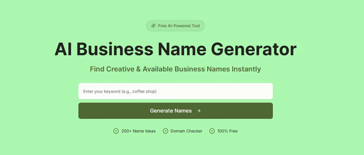 Screenshot 1 of AI Business Name Generator