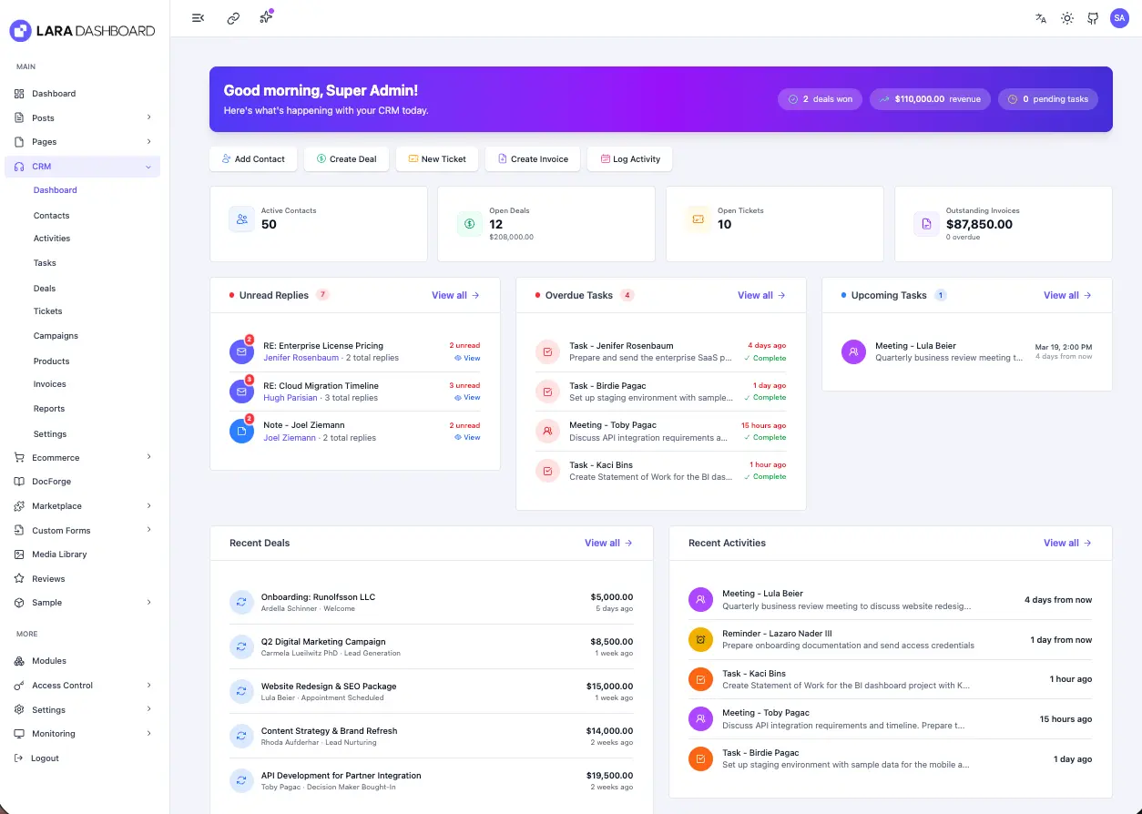 Screenshot 8 of Lara Dashboard