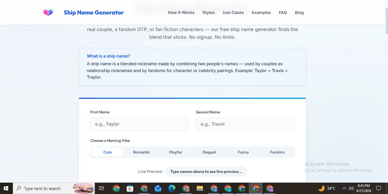 Screenshot 1 of Ship Name Generator