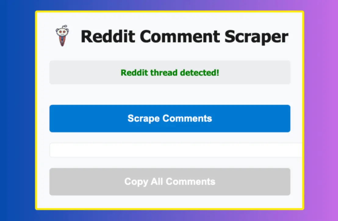 Screenshot 1 of Reddit Comment Scraper