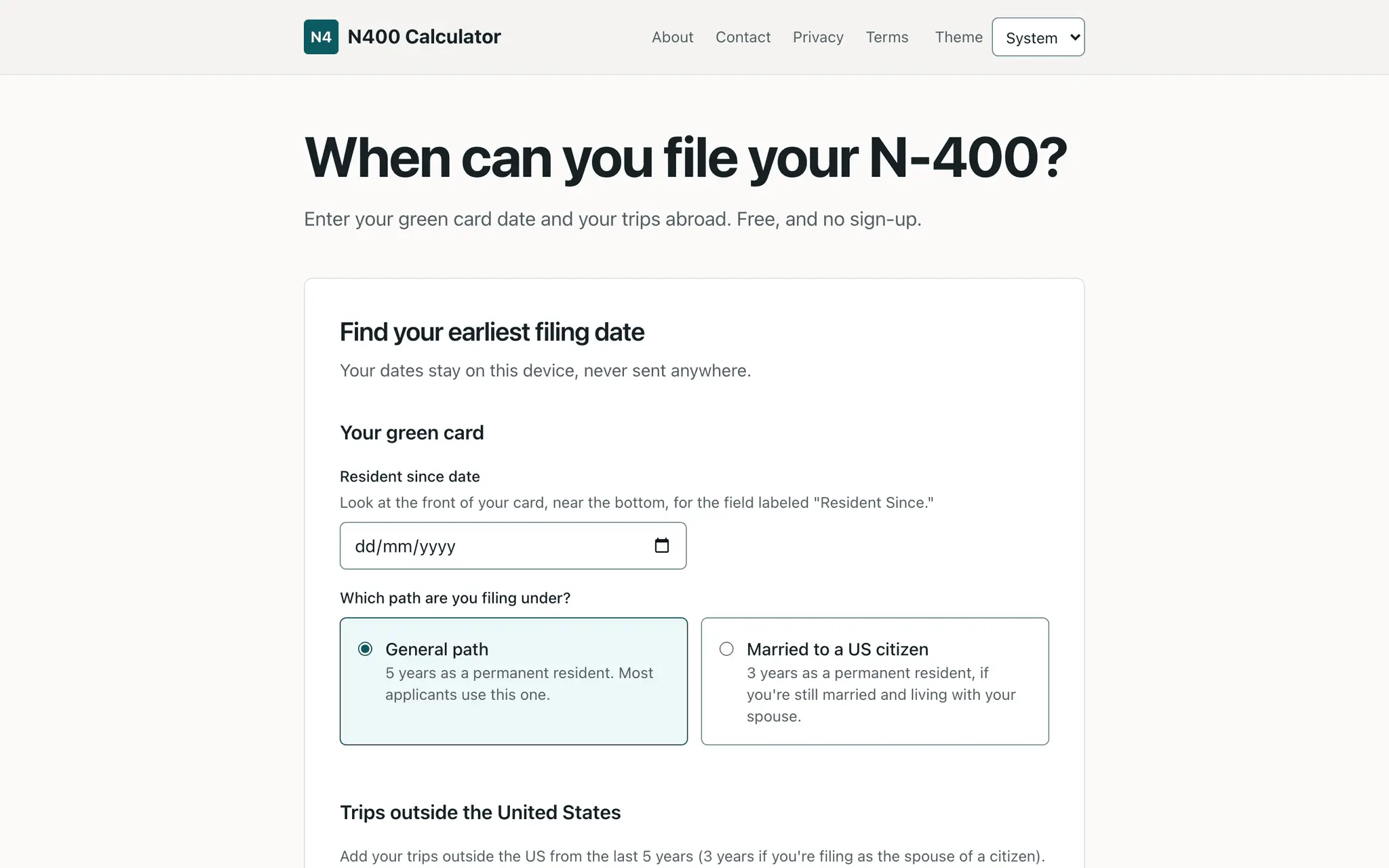Screenshot 1 of N-400 Eligibility Calculator