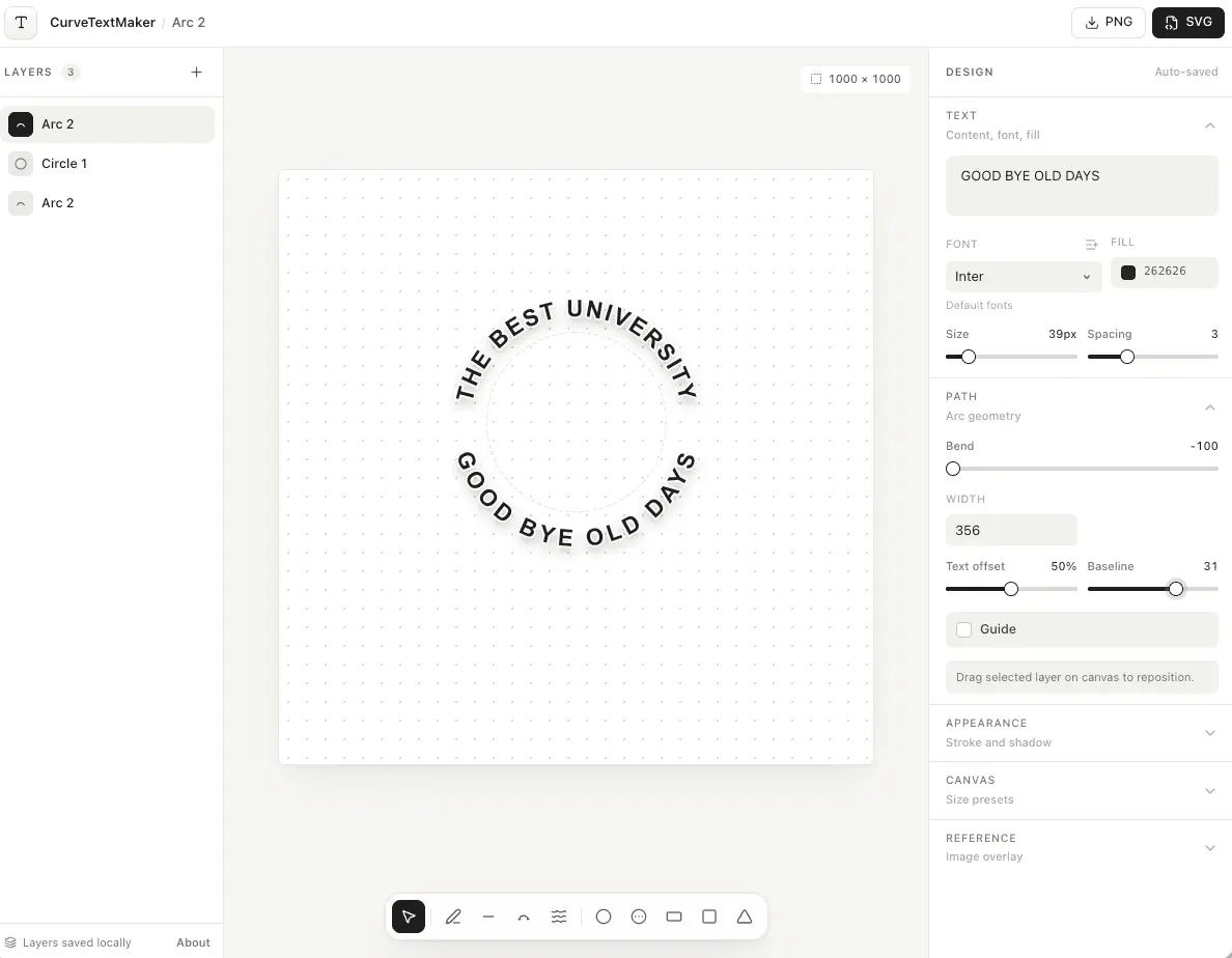 Screenshot 1 of Curve Text Generator