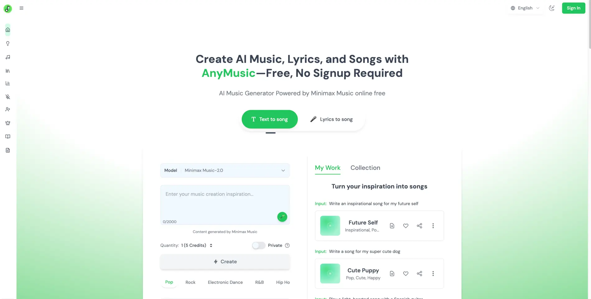 Screenshot 2 of Generate AI Music Free Online | AnyMusic