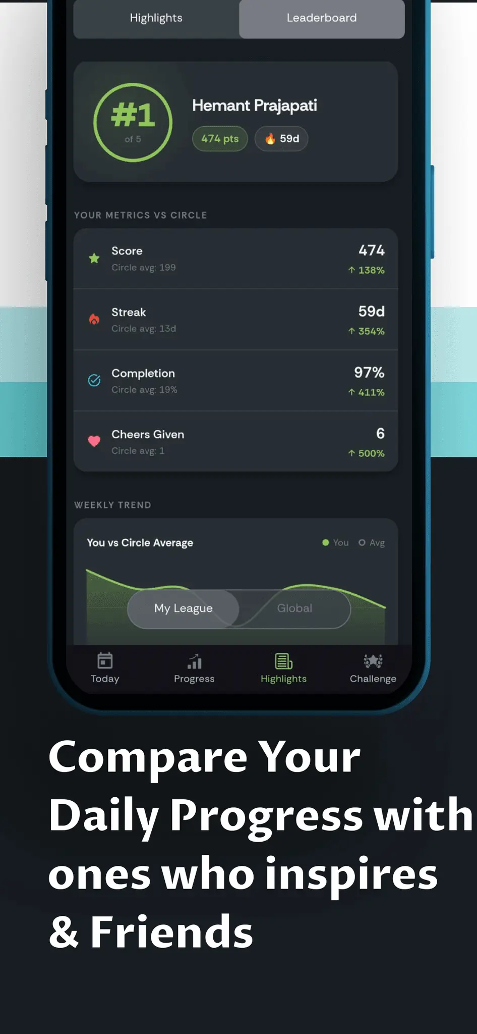 Screenshot 4 of HabitHook - Social Habit Tracker App