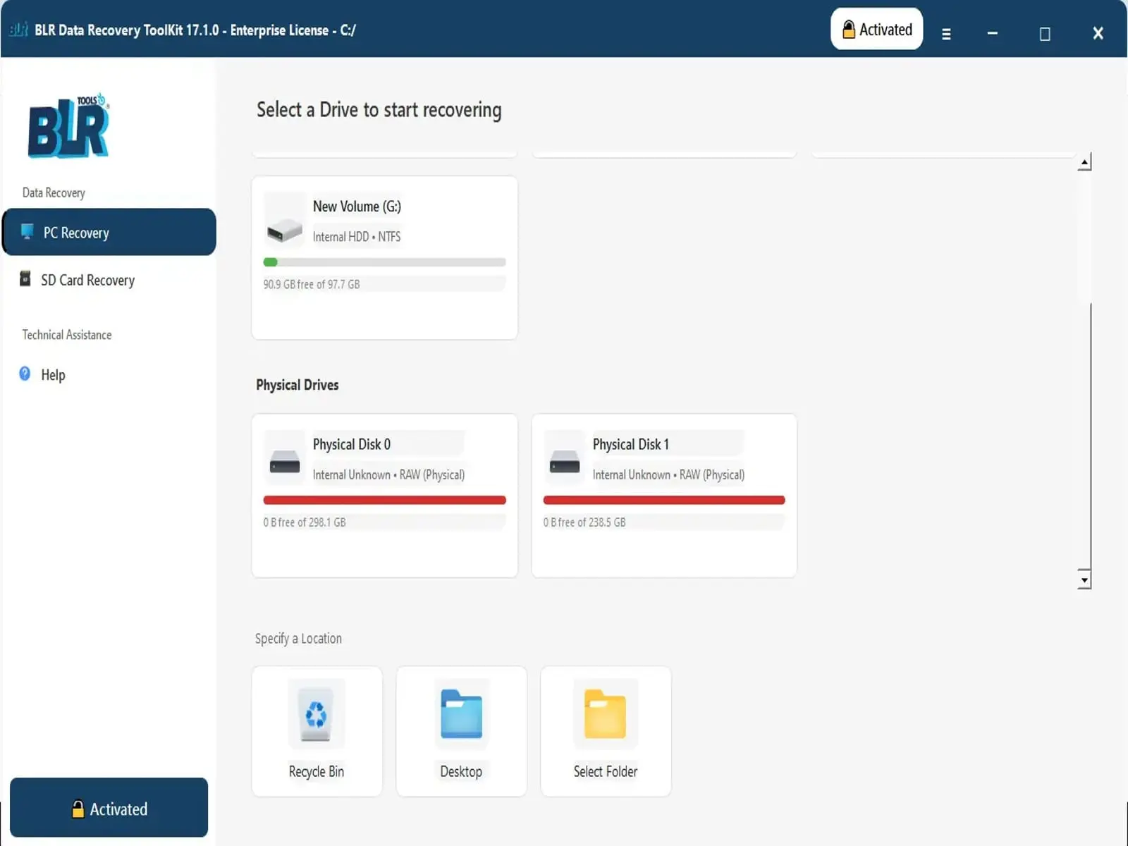 Screenshot 1 of BLR Data Recovery Toolkit