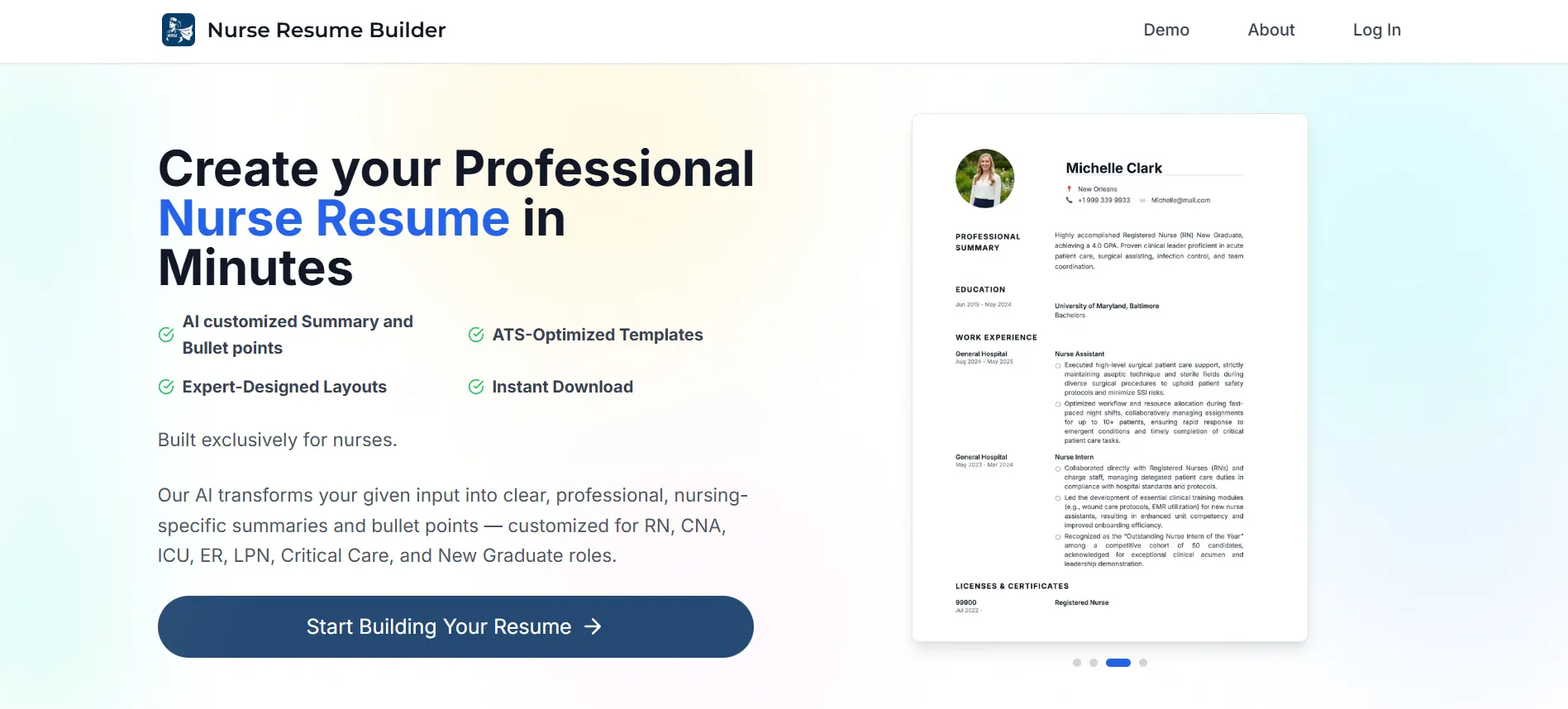 Screenshot 1 of Nurse Resume Builder