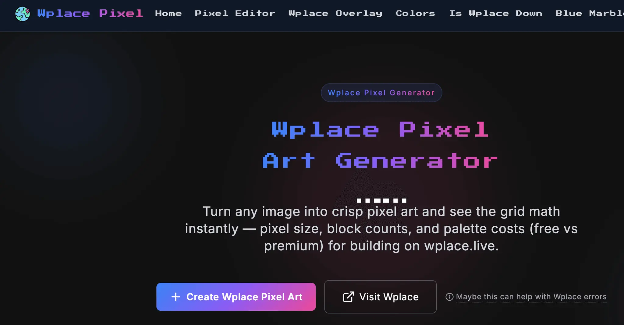 Screenshot 1 of wplace pixel converter