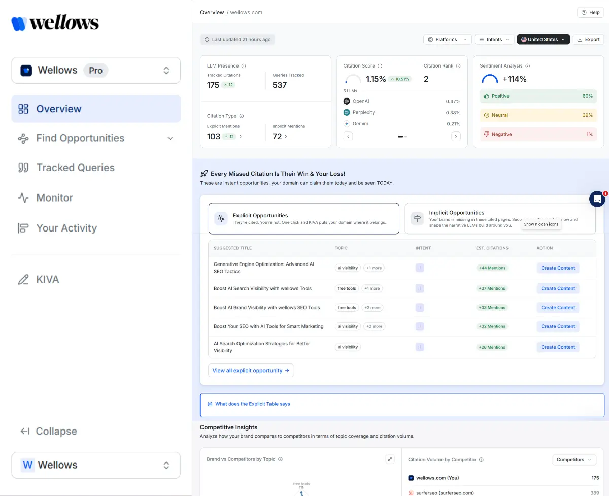 Screenshot 1 of Wellows | AI Search Visibility for Brand