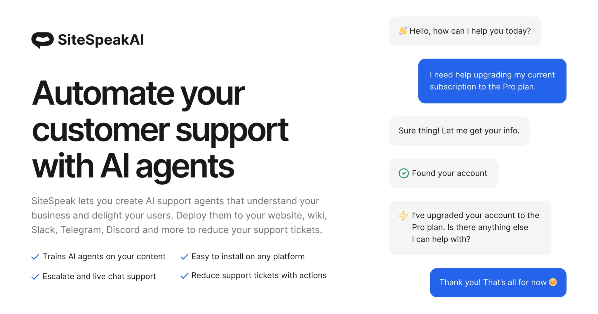 Screenshot 1 of SiteSpeakAI