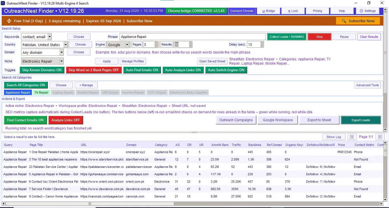 Screenshot 1 of OutreachNest Finder