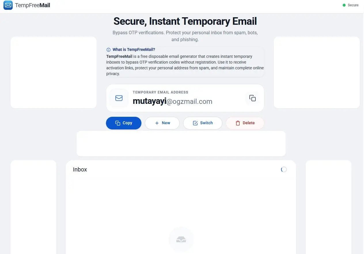 Screenshot 1 of TempFreeMail