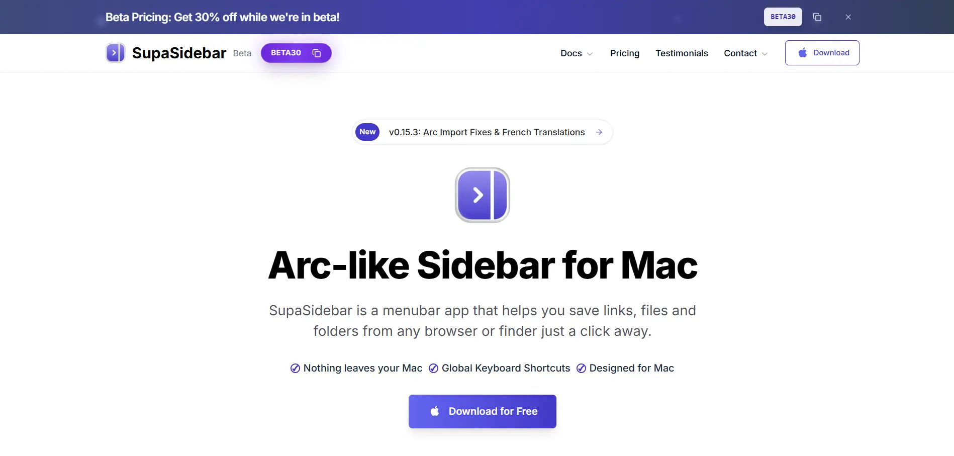Screenshot 1 of SupaSidebar