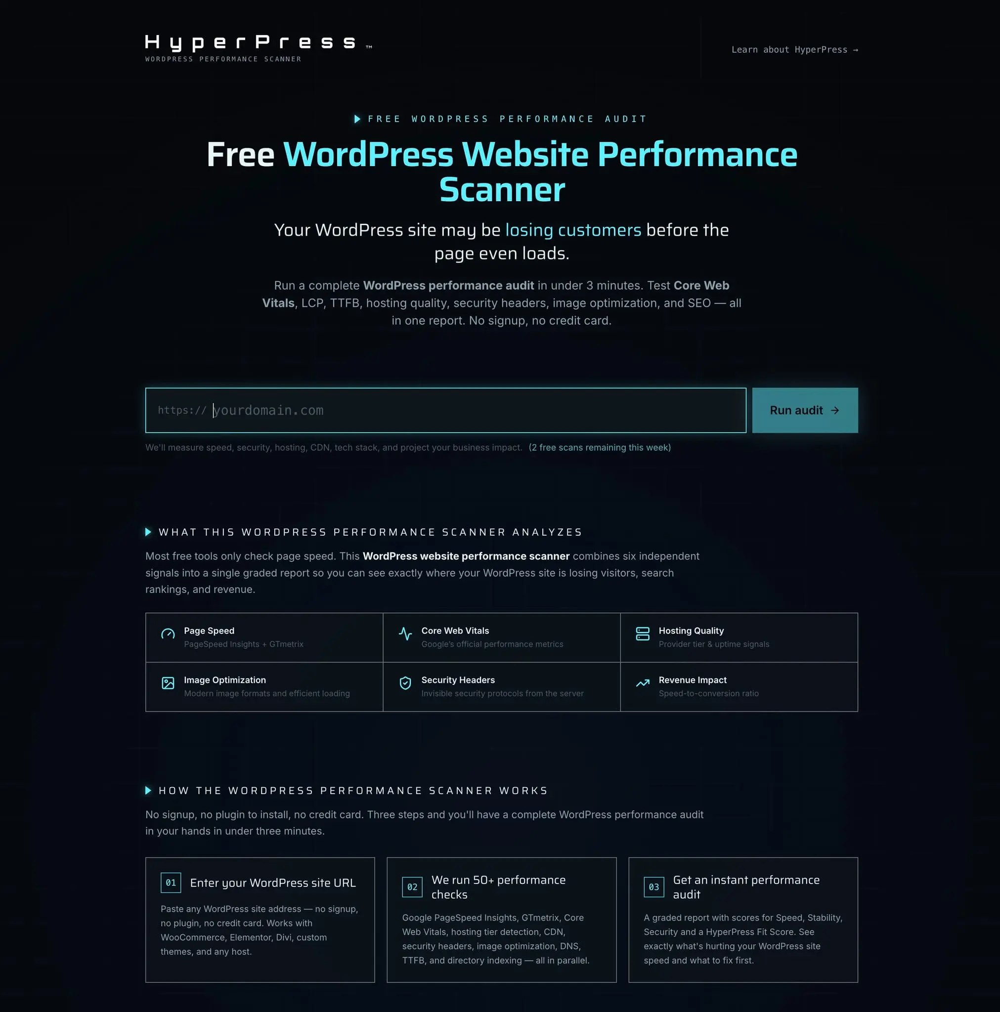 Screenshot 1 of HyperPress WordPress Website Scanner