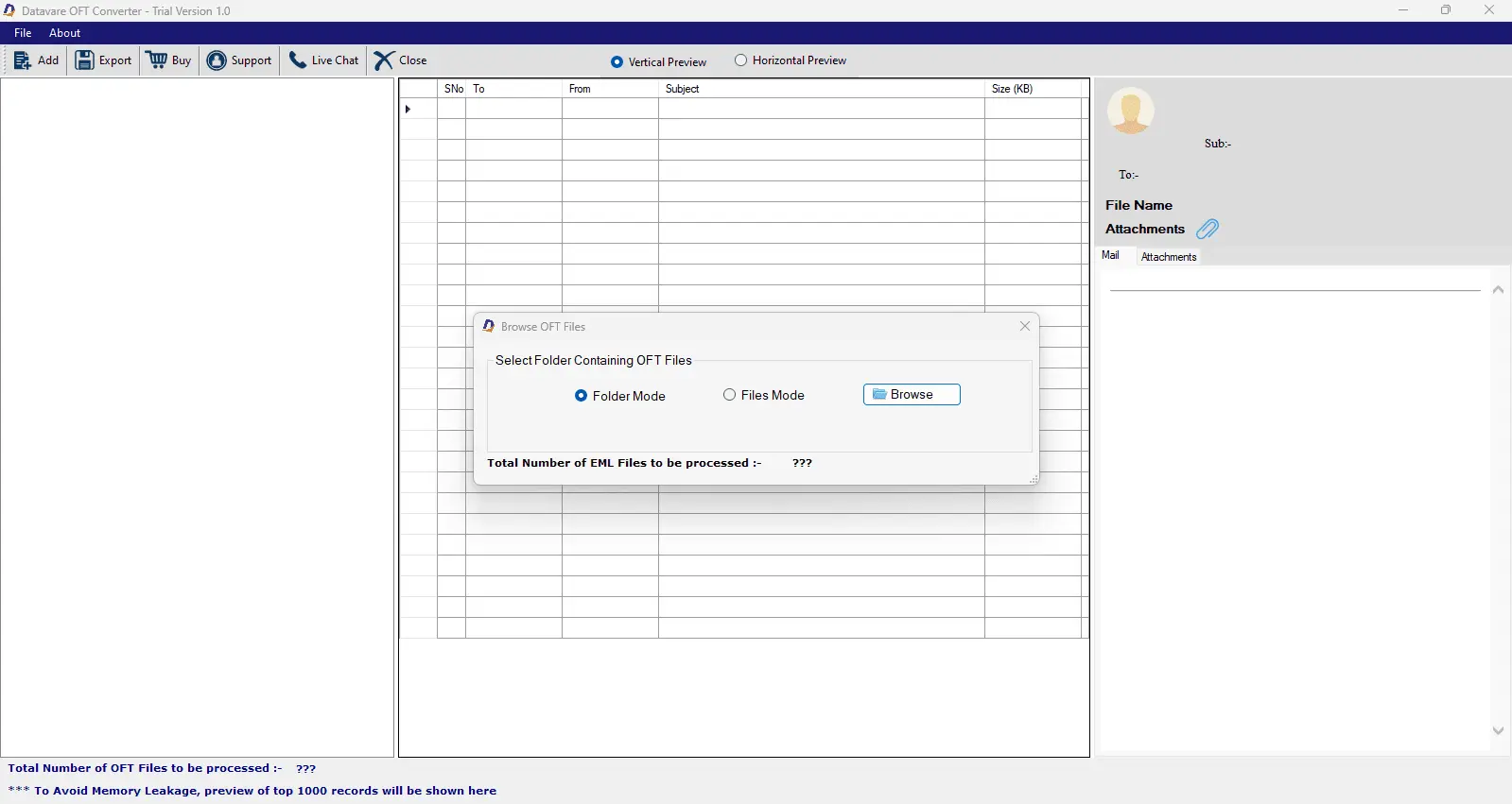 Screenshot 1 of DataVare OFT to MHTML Converter