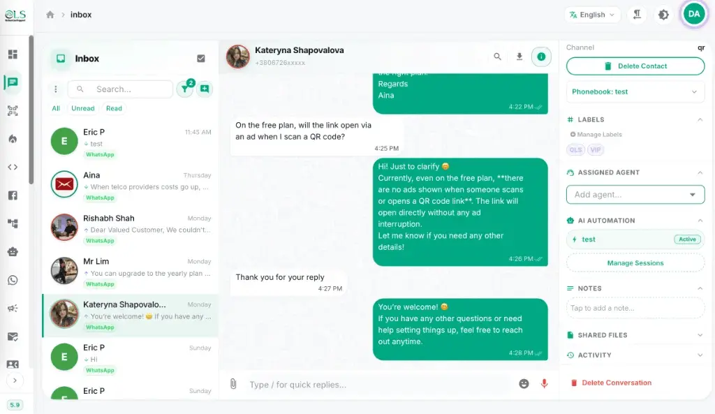 Screenshot 1 of OnlineLiveSupport - WhatsApp CRM