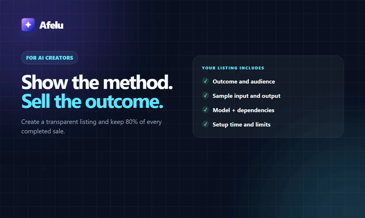 Screenshot 3 of Afelu AI Marketplace