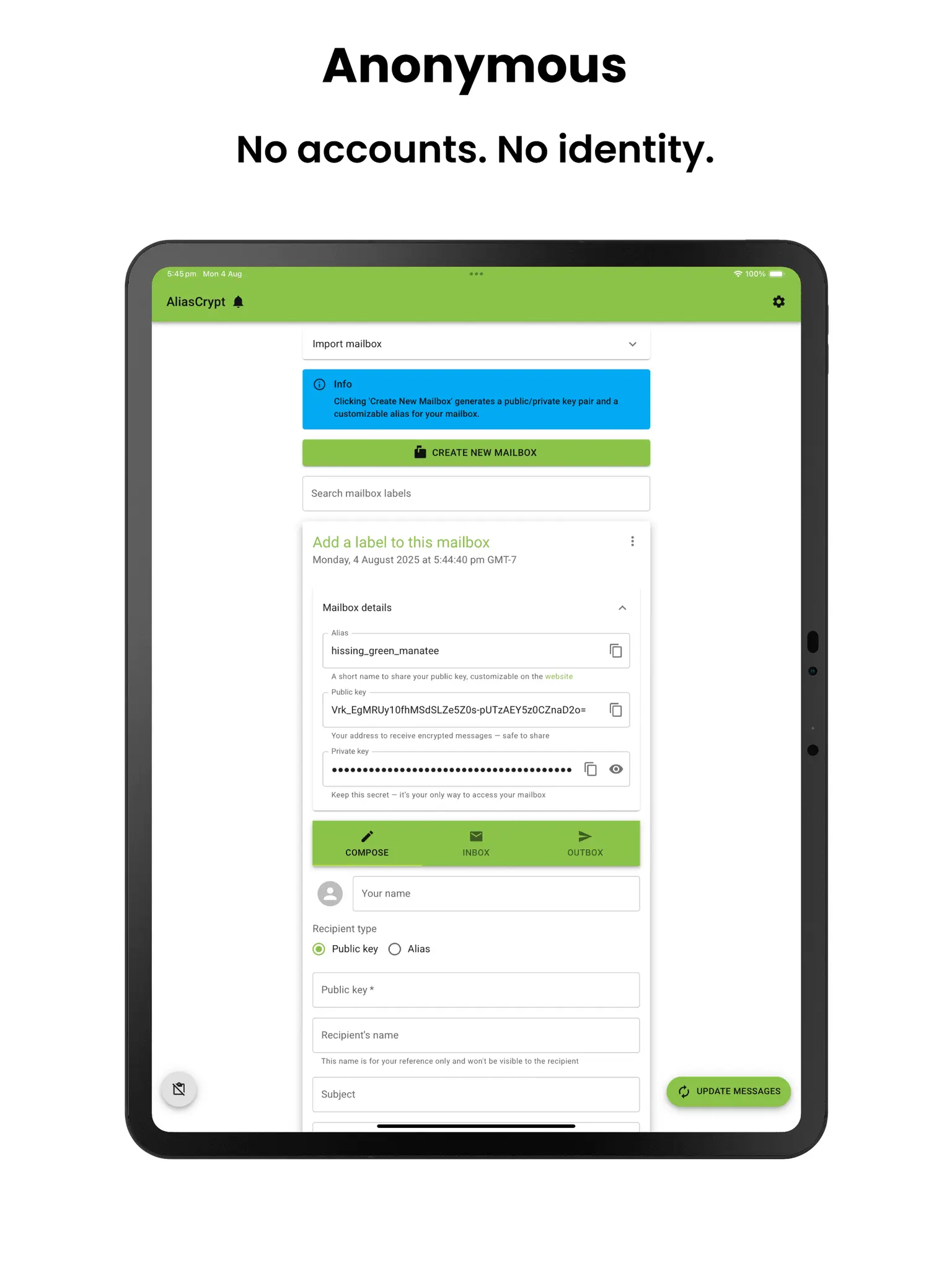 Screenshot 1 of AliasCrypt