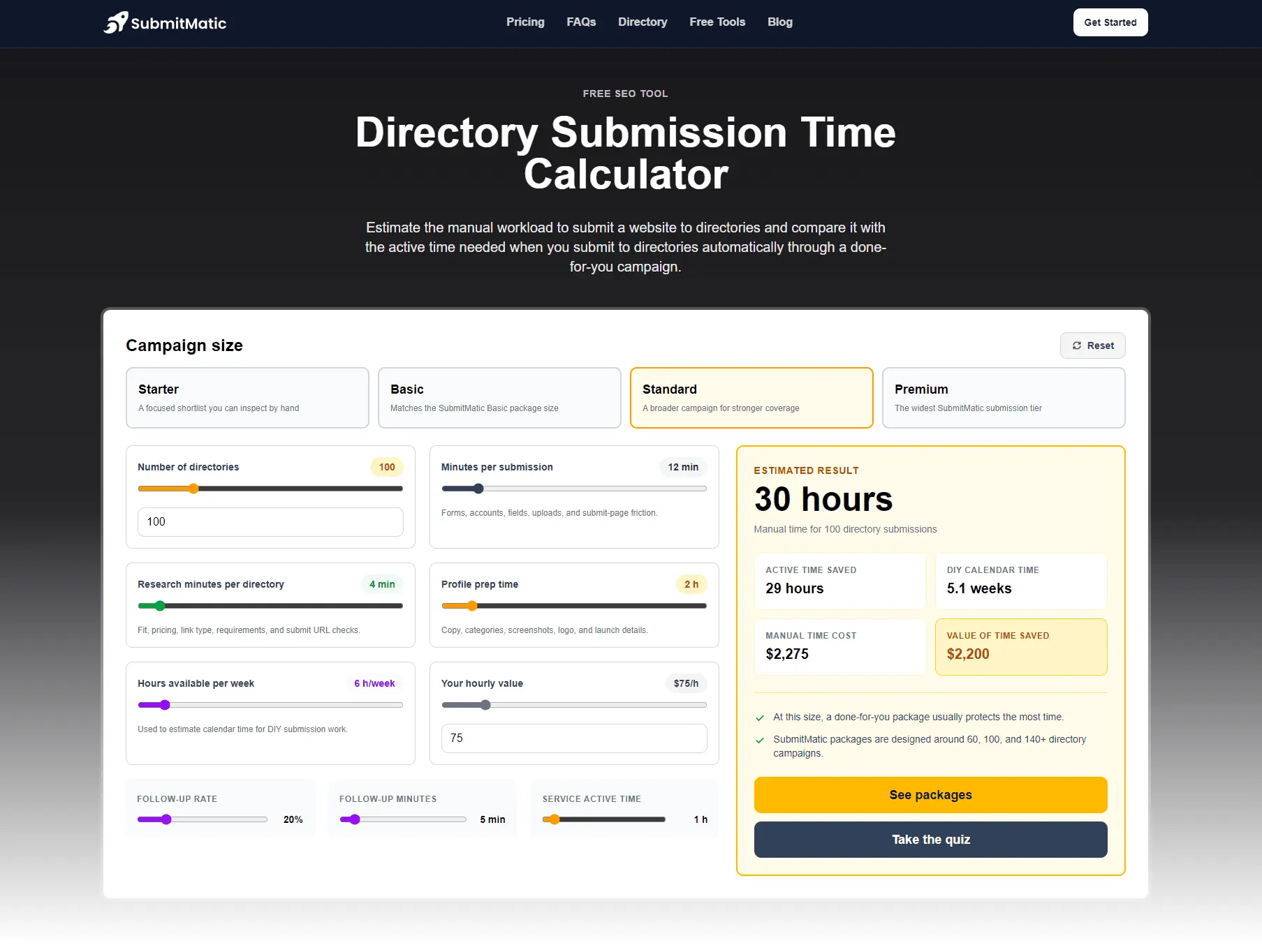 Screenshot 1 of Dir Submit Time Calc