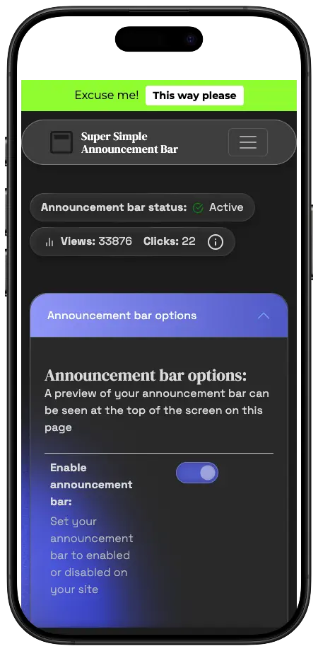 Screenshot 2 of Super Simple Announcement Bar
