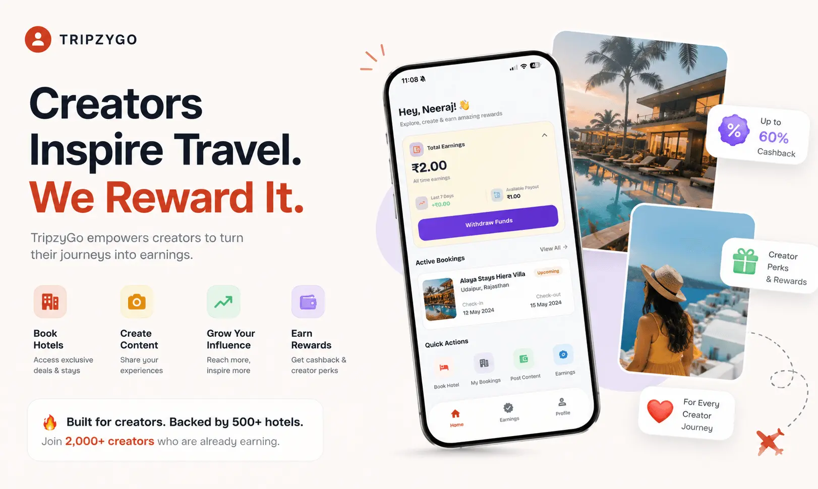 Screenshot 1 of TripzyGo - Book.Post.Earn