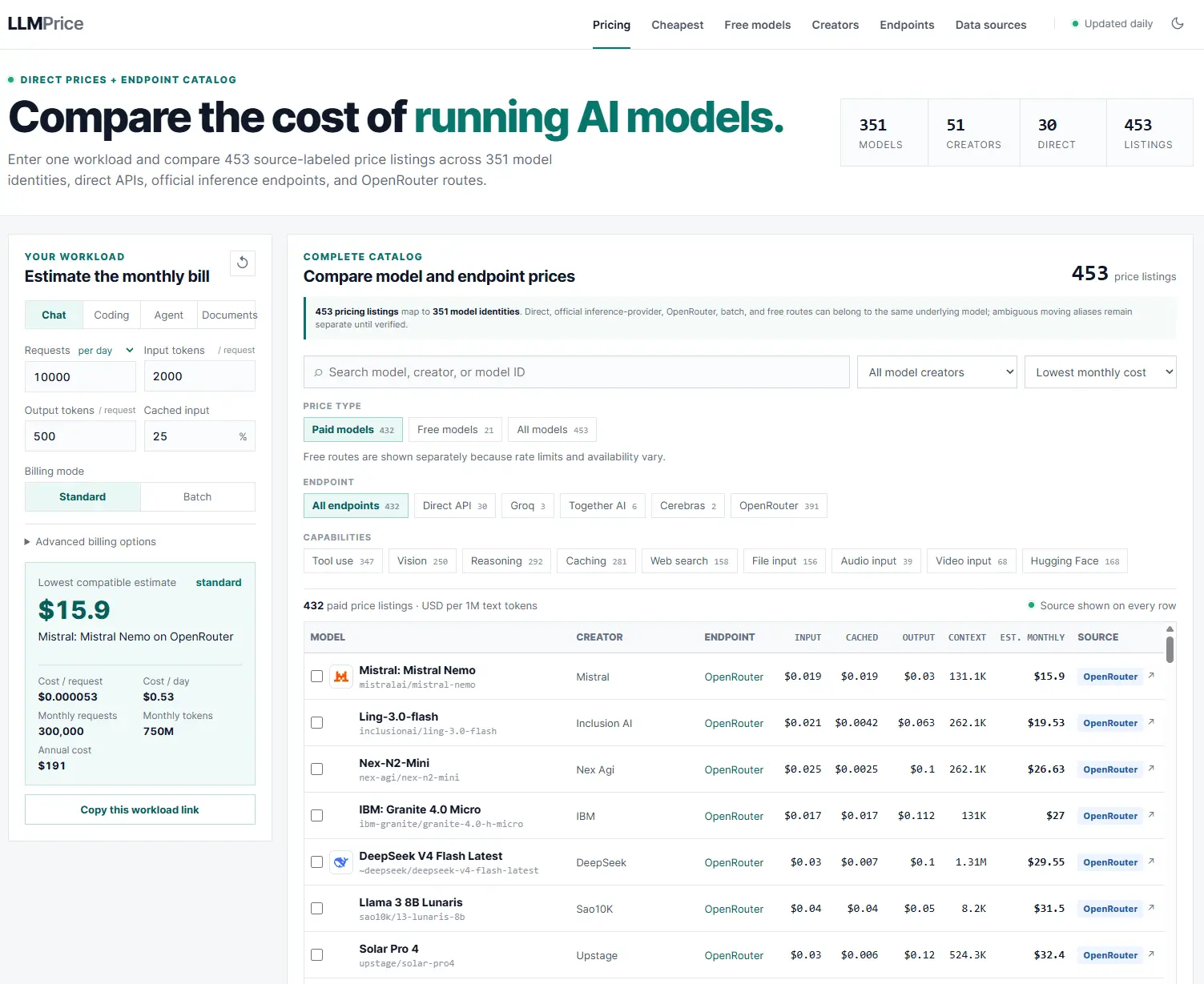 Screenshot 1 of LLMPrice