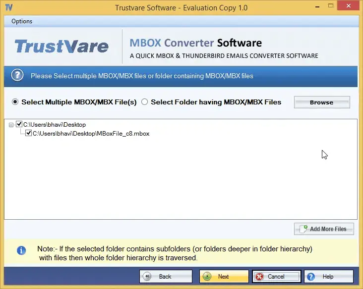 Screenshot 1 of TrustVare MBOX to PST Converter