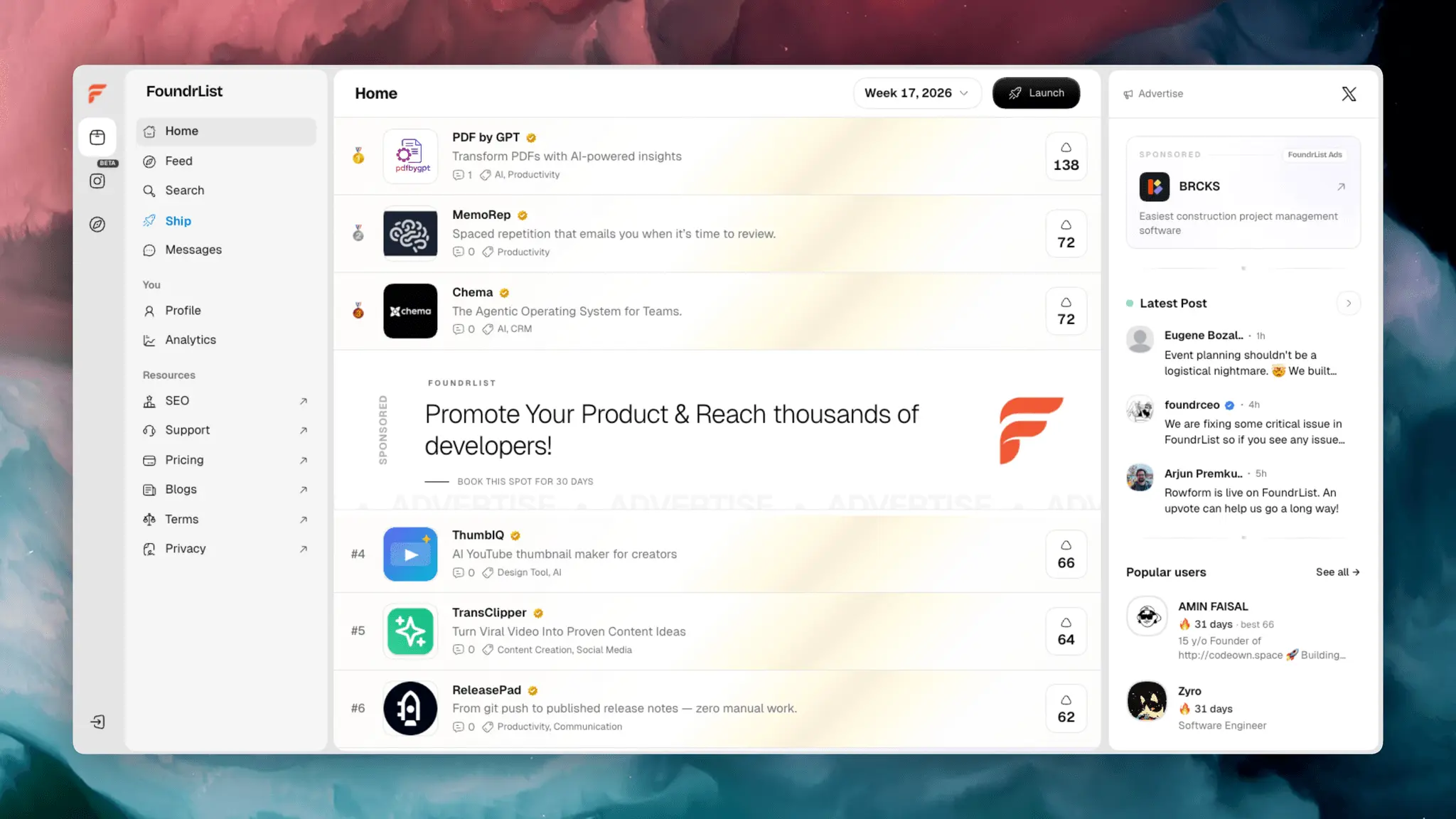 Screenshot 1 of FoundrList