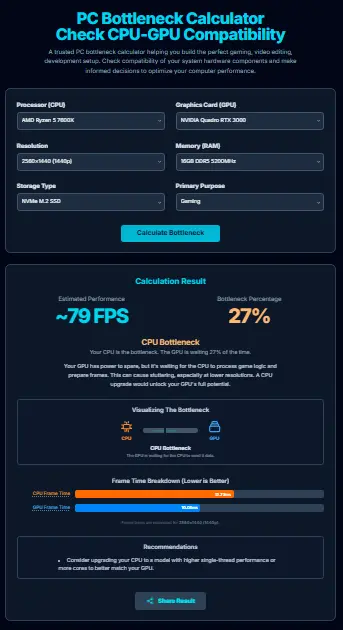 Screenshot 1 of isitBOTTLENECKED