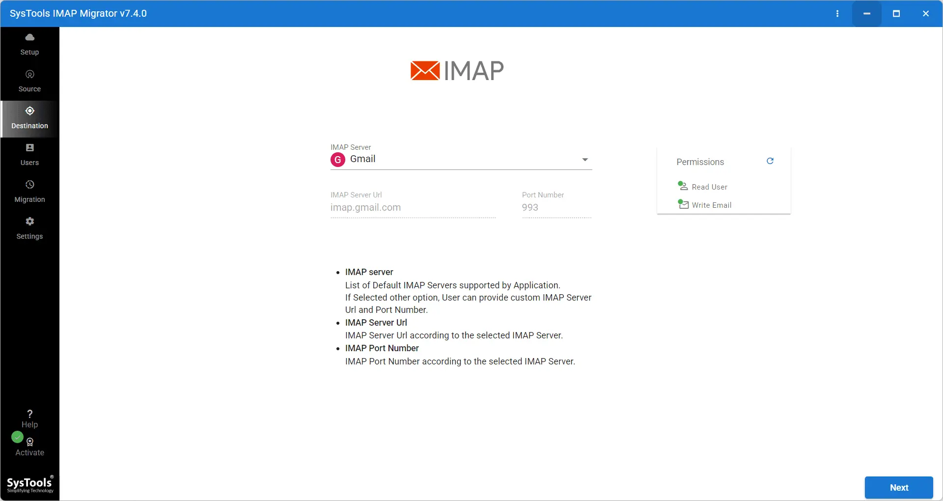 Screenshot 3 of SysTools IMAP Migration Tool