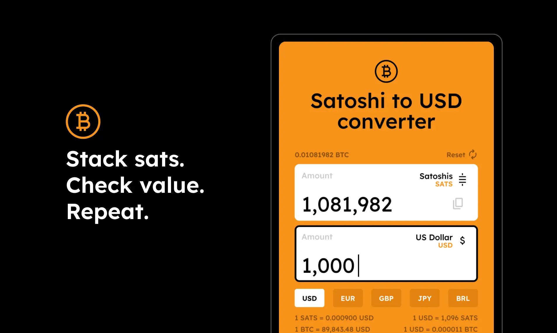 Screenshot 1 of Sats2USD Converter