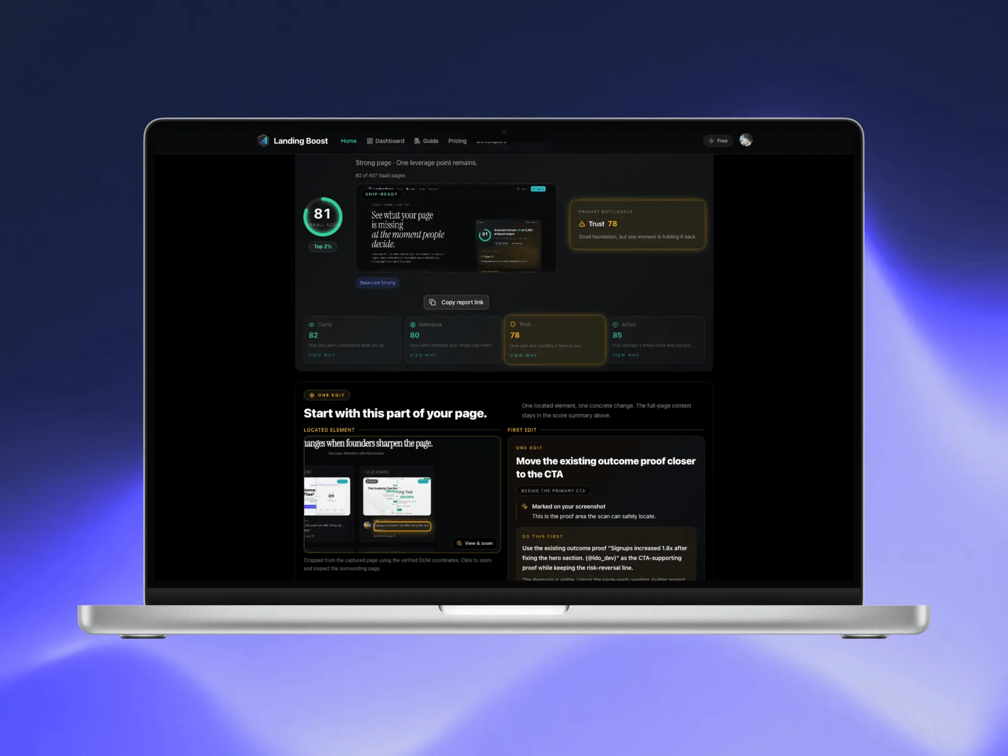 Screenshot 1 of LandingBoost