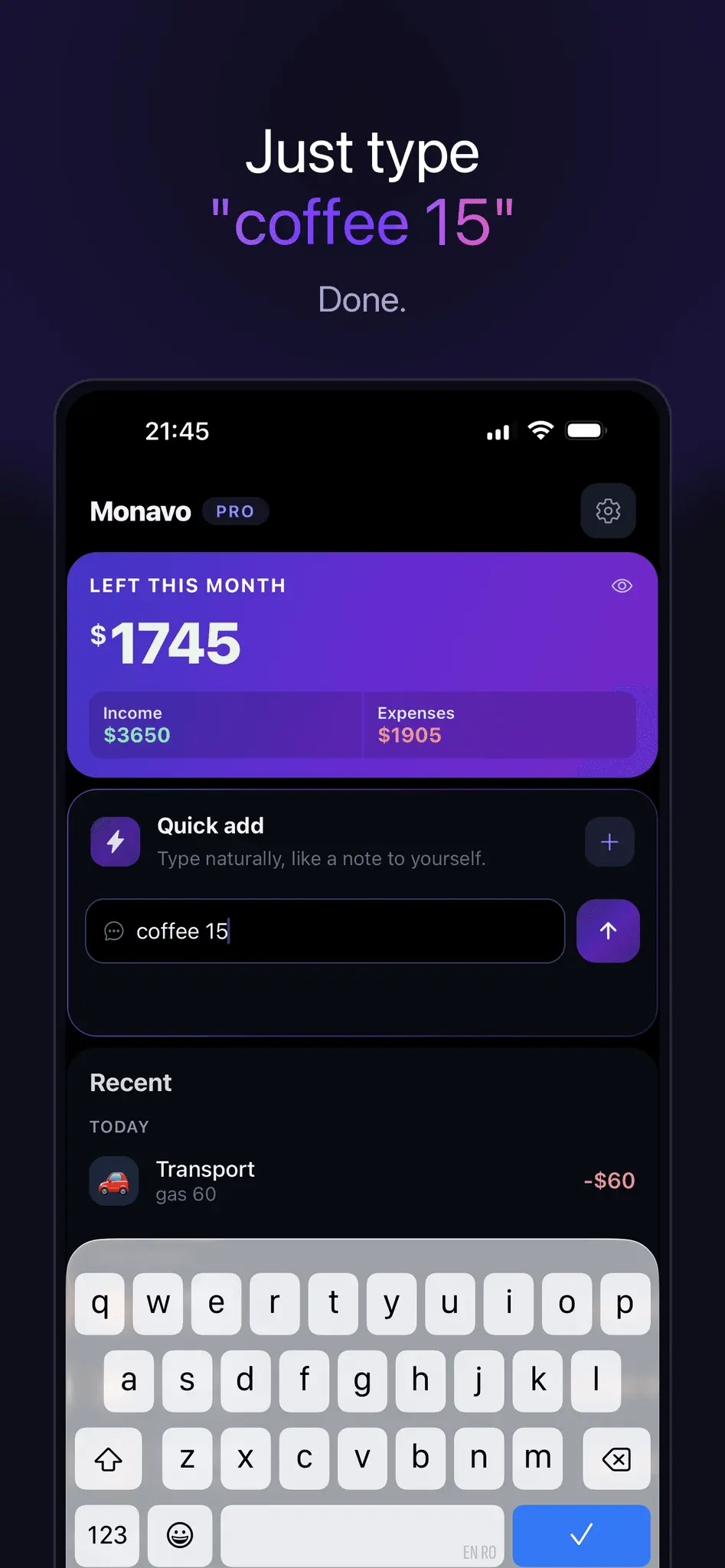 Screenshot 1 of Monavo - Expense Tracker