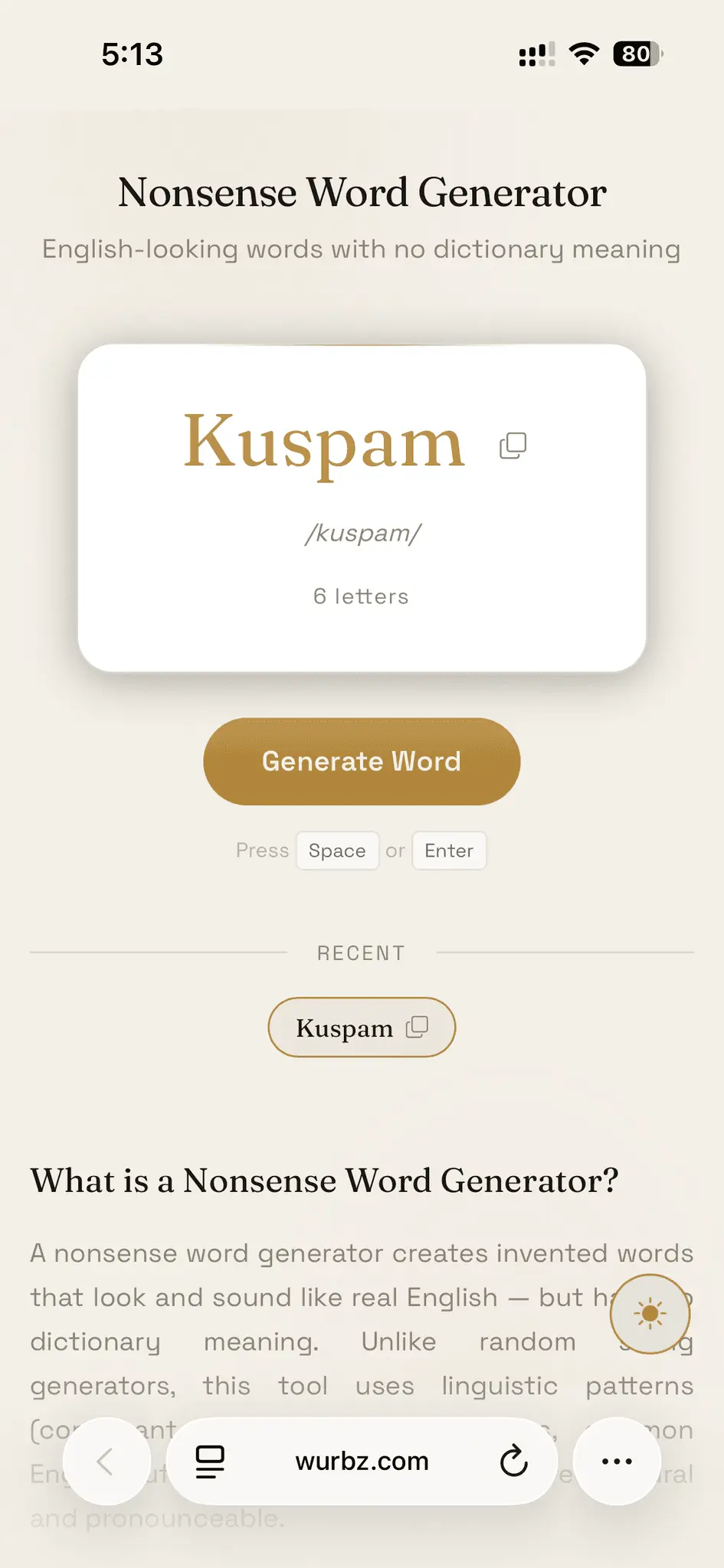 Screenshot 2 of Nonsense Word Generator