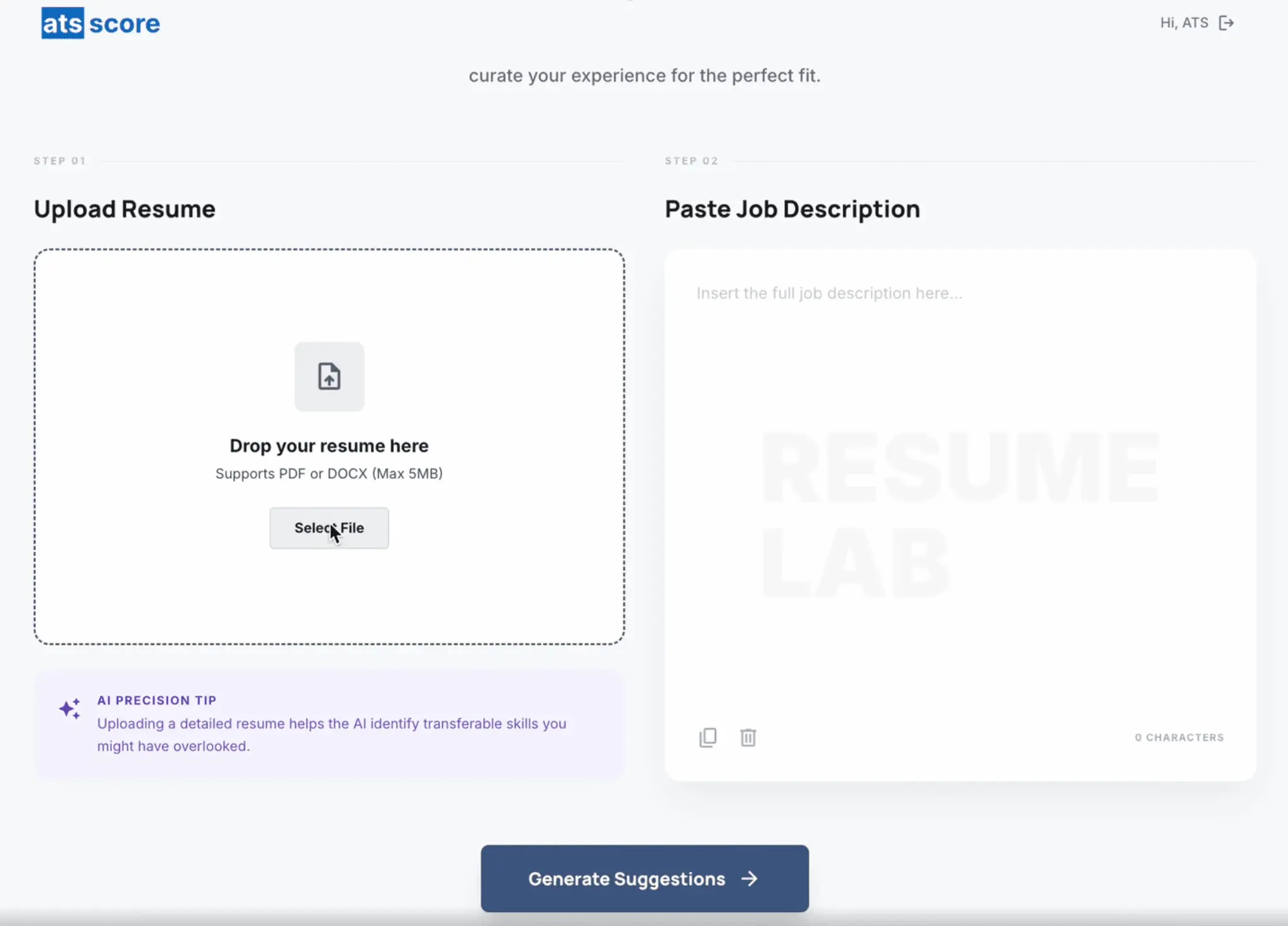 Screenshot 1 of Free AI Resume Keywords Checker