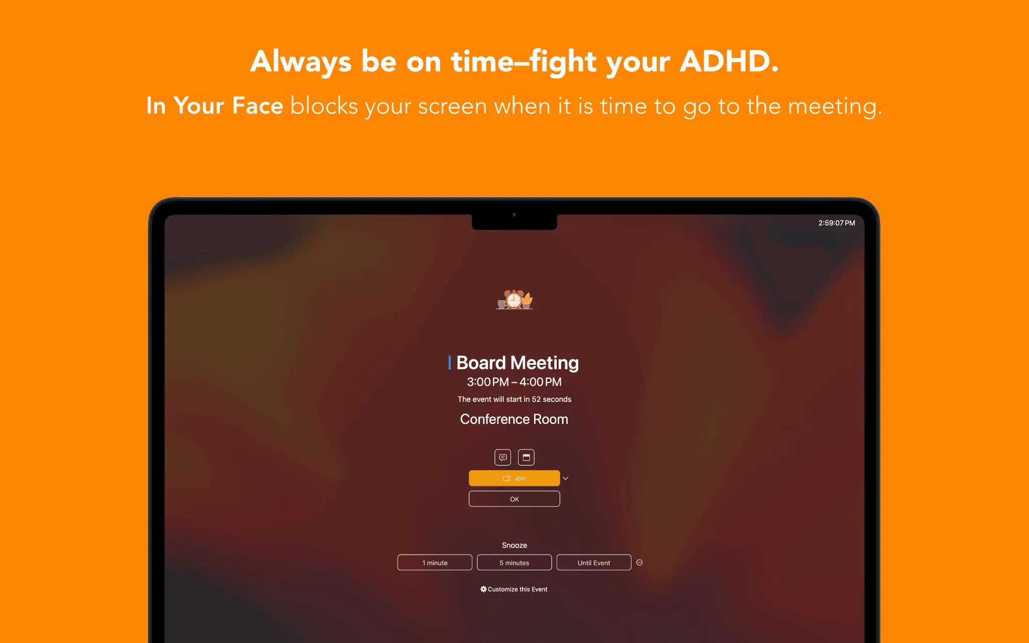 Screenshot 2 of In Your Face Meeting Reminder