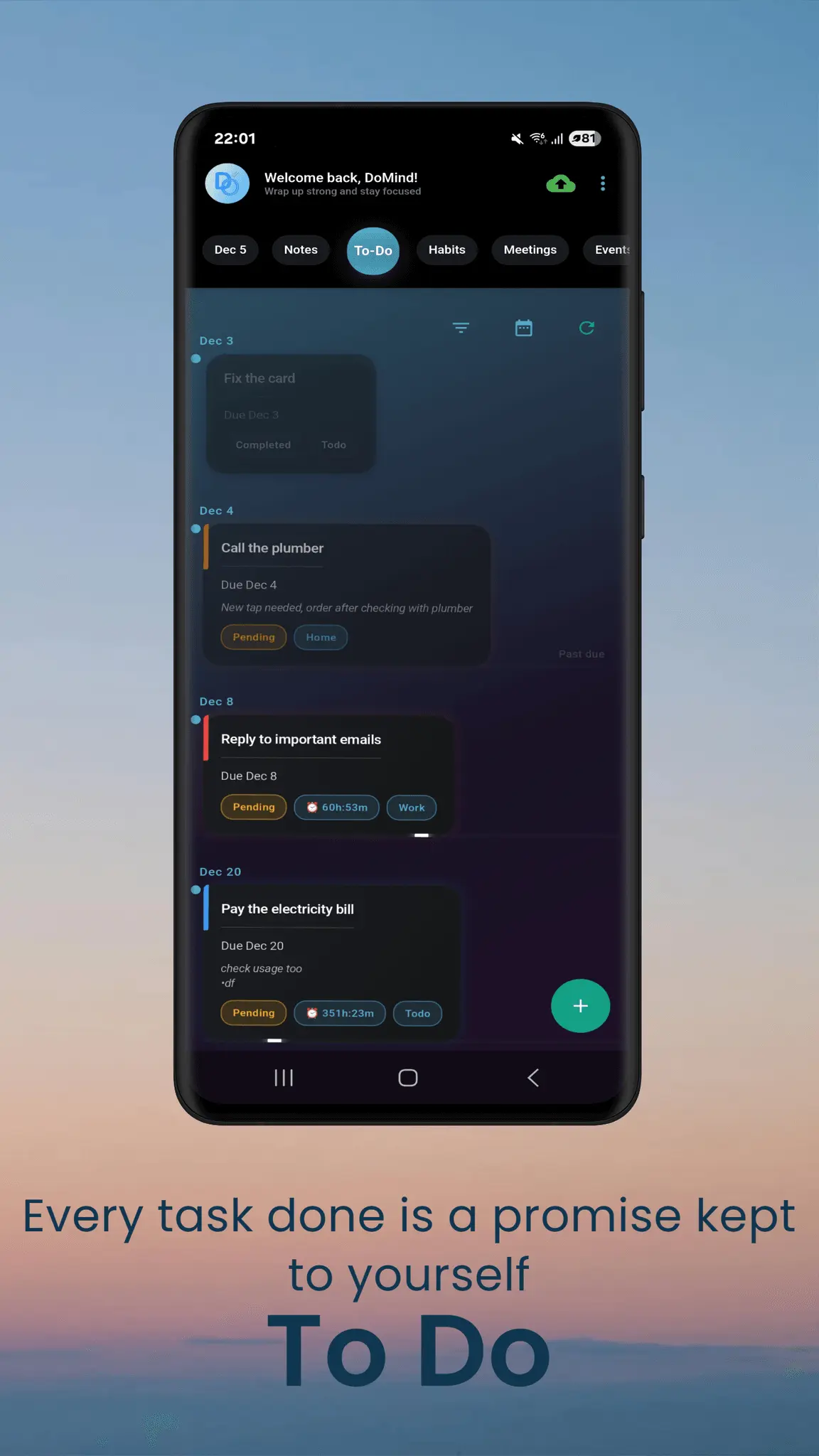 Screenshot 1 of DoMind: Visual Planner & Tasks