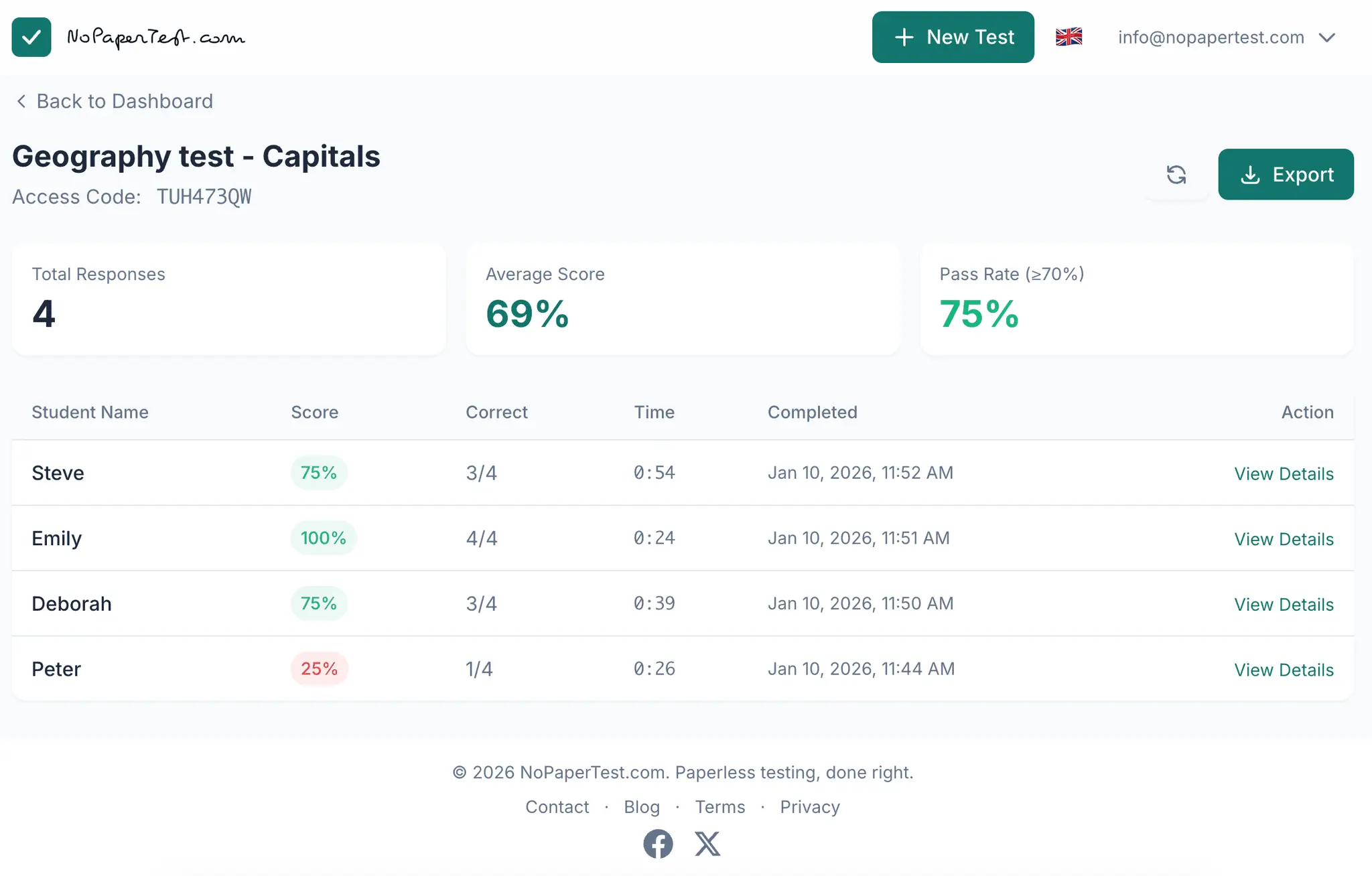 Screenshot 3 of NoPaperTest.com