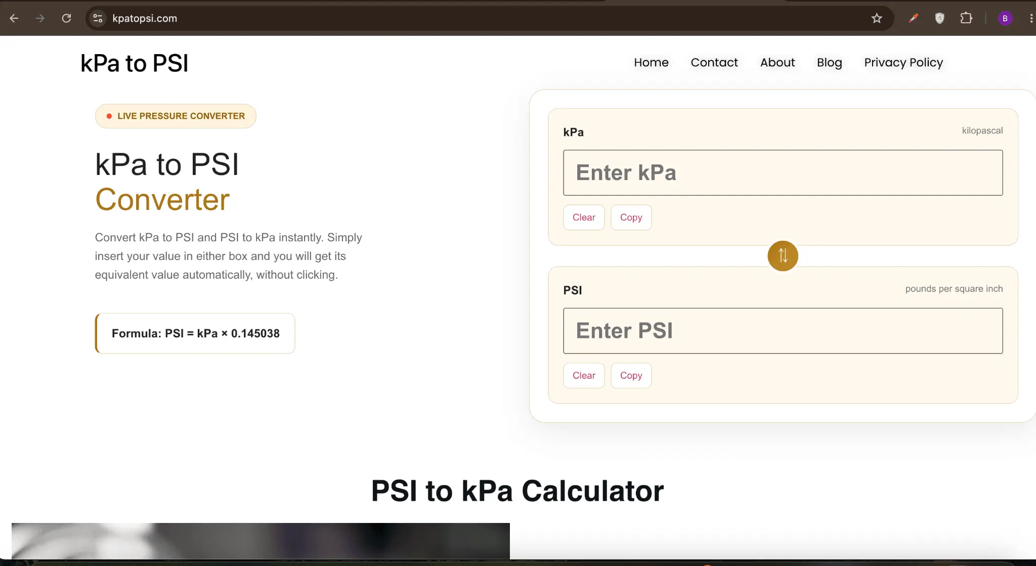 Screenshot 1 of kPa to PSI