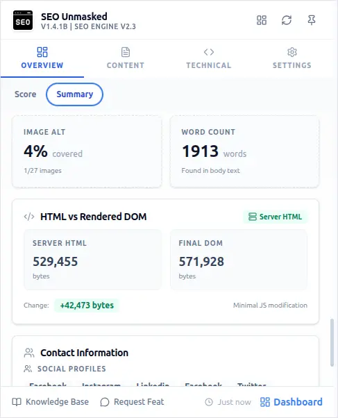 Screenshot 1 of SEO Unmasked