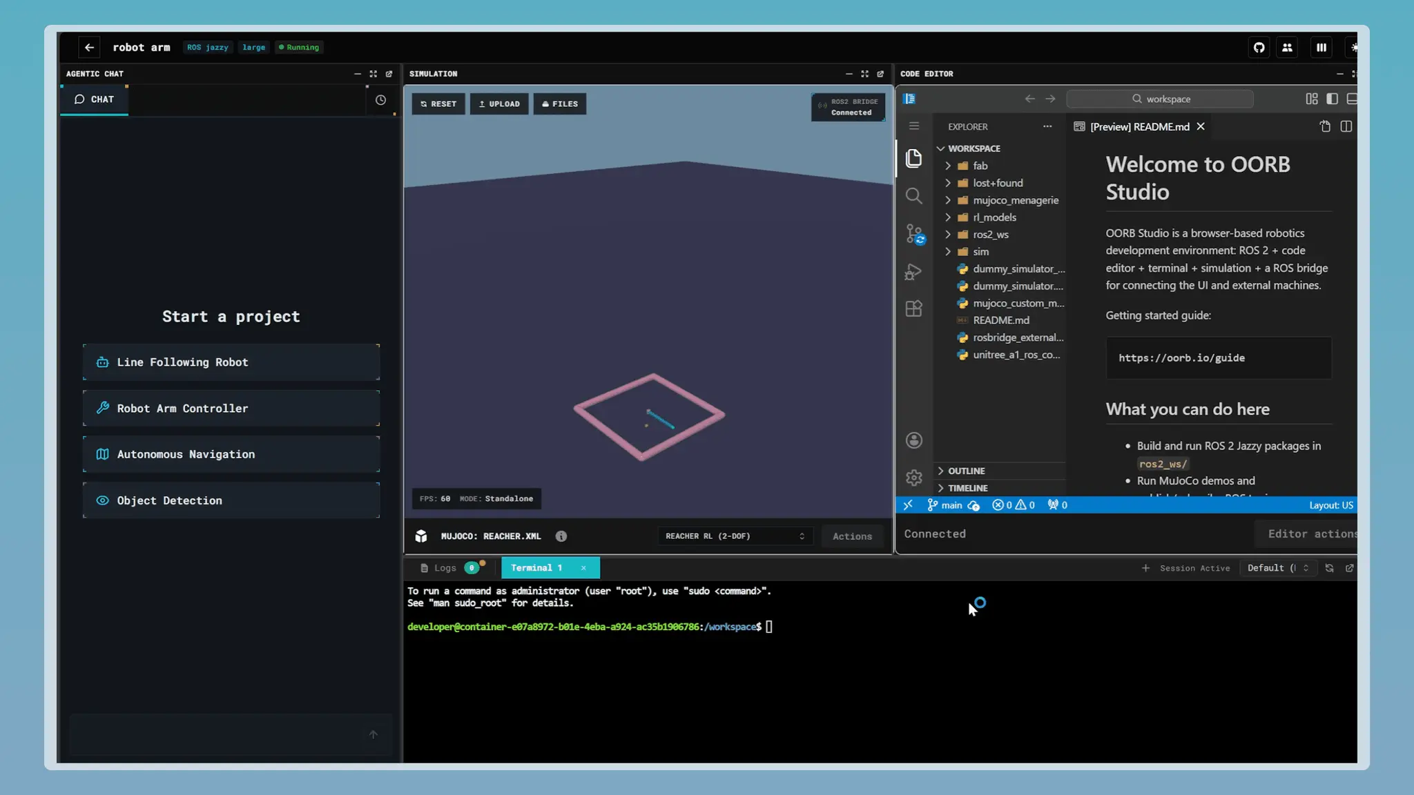 Screenshot 3 of OORB Studio, the Replit for robotics