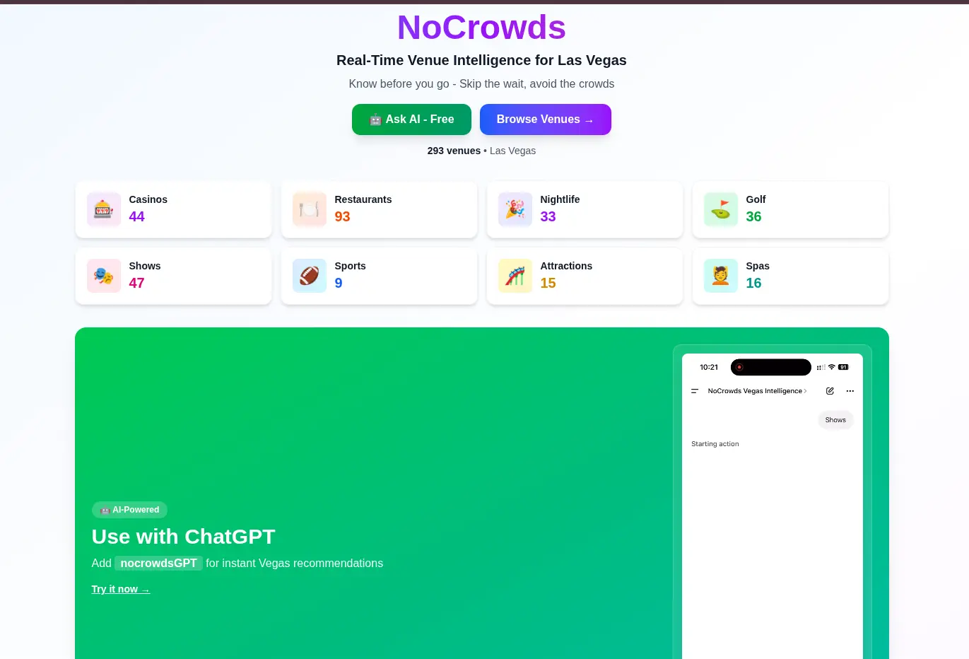 Screenshot 1 of NoCrowds - Real-Time Venue Intelligence