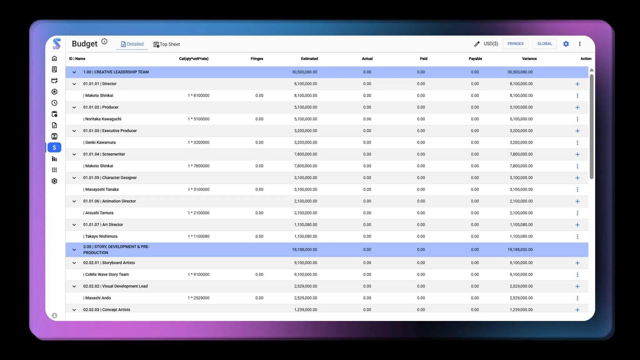 Screenshot 4 of Movie Budgeting Software | Studiovity