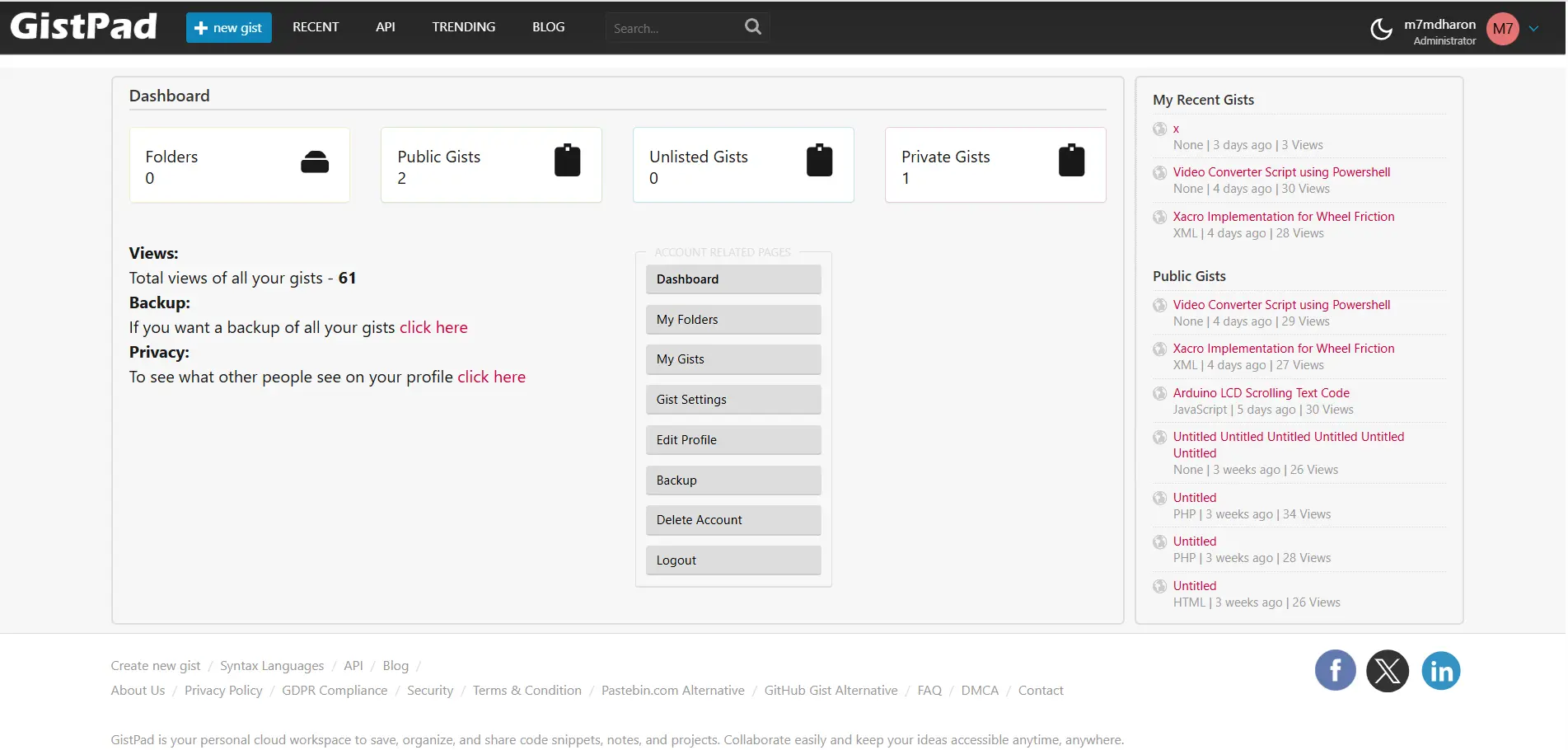 Screenshot 2 of GistPad.com