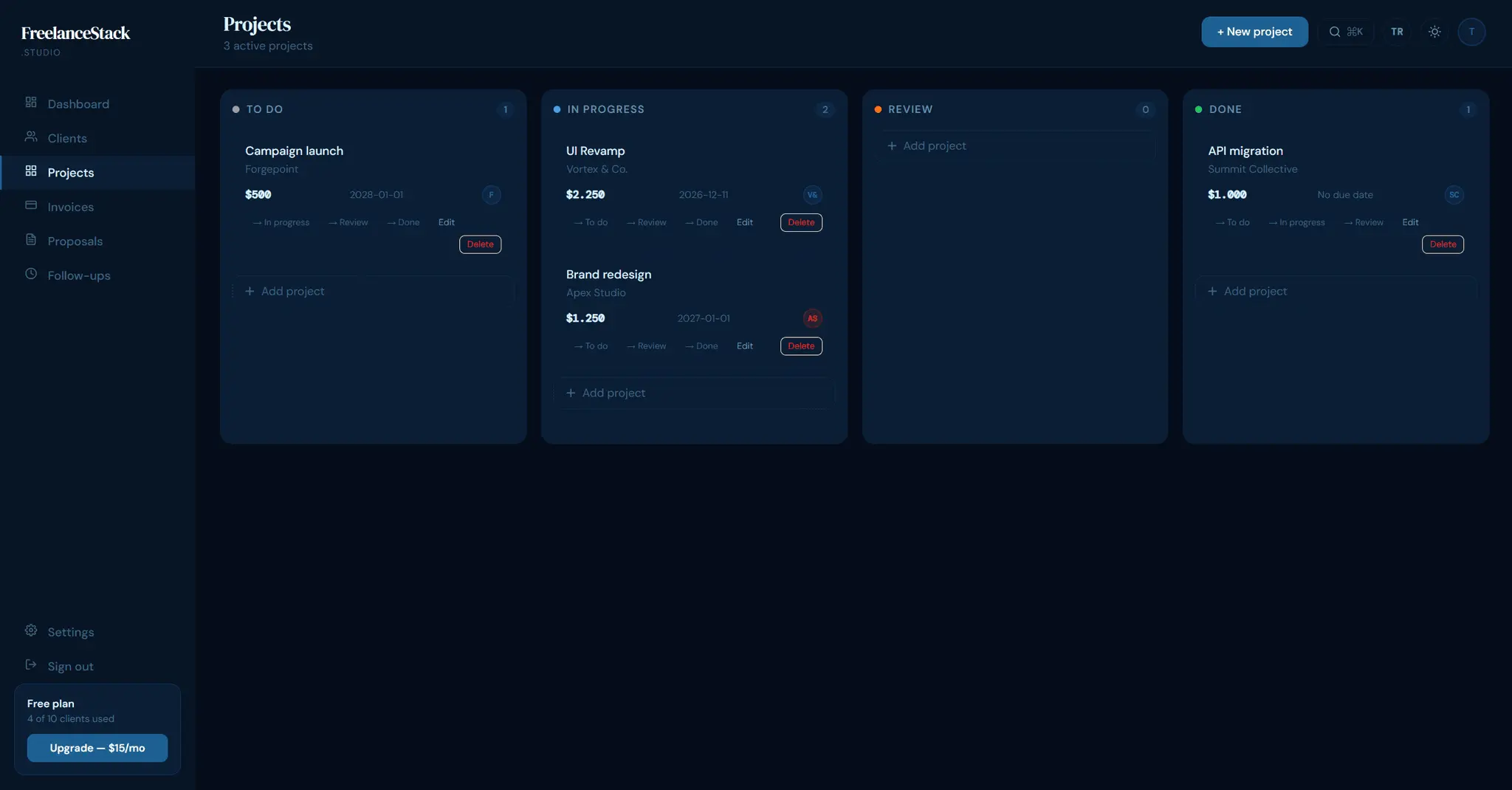 Screenshot 2 of FreelanceStack Studio