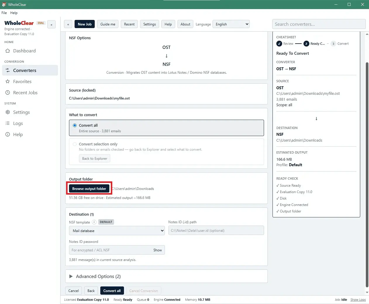Screenshot 5 of WholeClear OST to NSF Converter